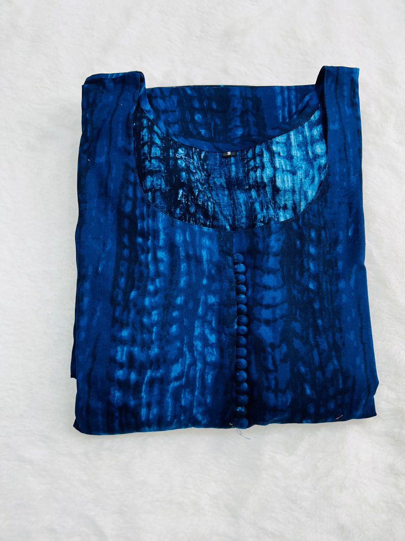 Navy blue tie dye style gown