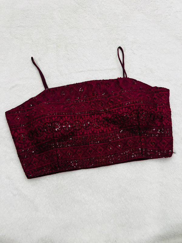 Dark Maroon Lkahnvai work Blouse