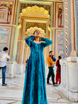 Rama green tie dye style gown