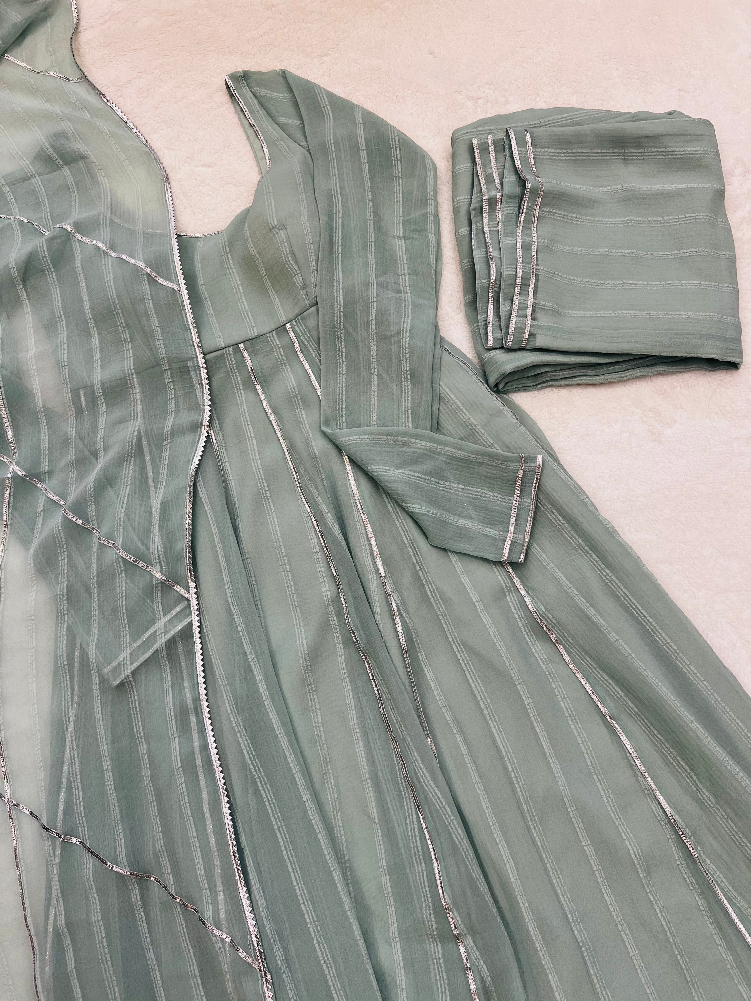 Powder Blue gotta work anarkali gown