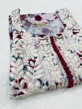 Rose pink chikankari straight kurti