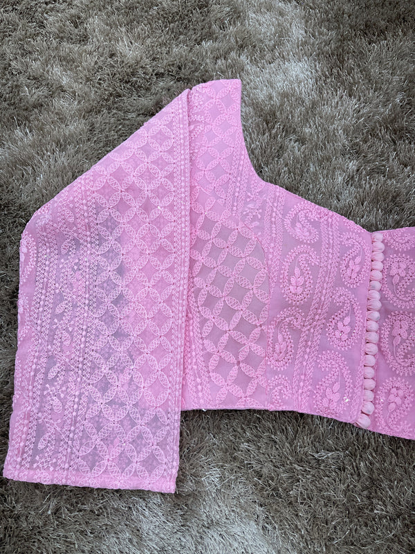 Baby Pink sleeve Lakhnavi blouse