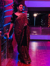 Green sabya style saree