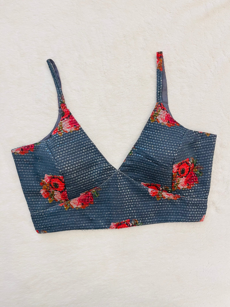Grey spaghetti Strap Blouse