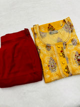 Marigold Chikankari work Kurti