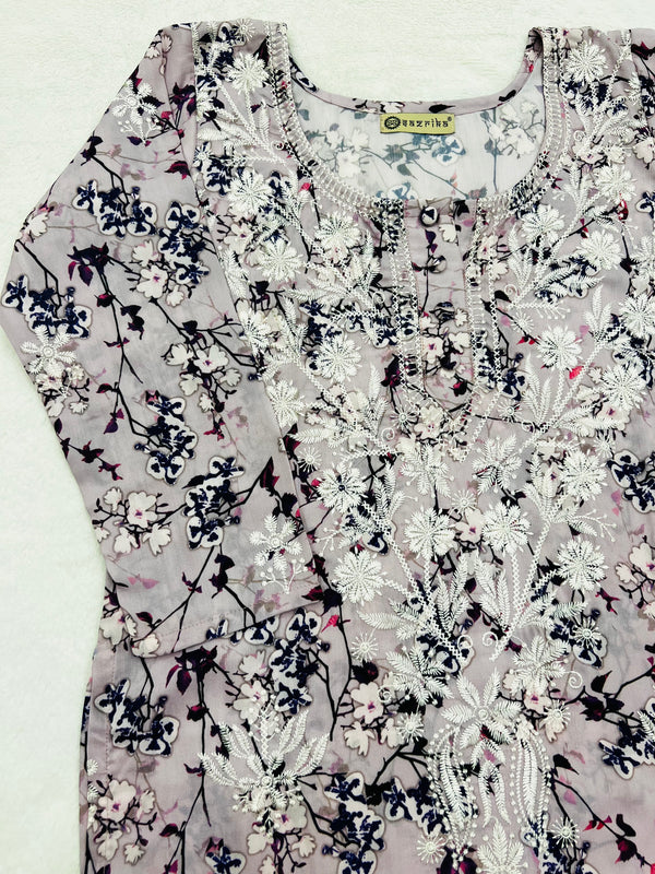 Sea Holly Chikankari work Kurti