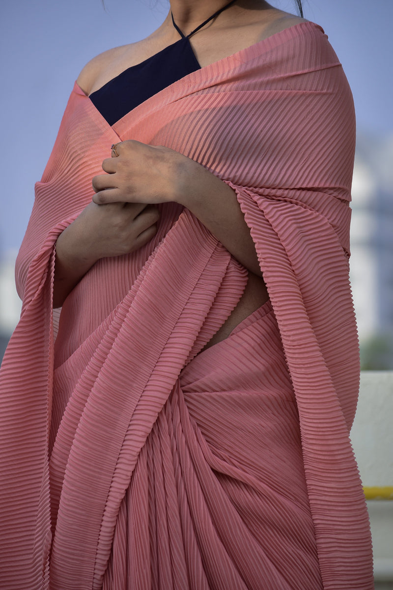 Pink Pleated Saree