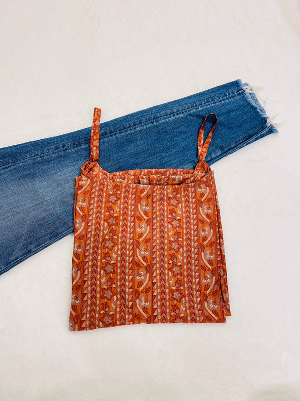 Orange Rayon Straight Kurti