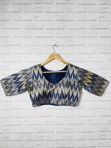 Silver Blue Cotton Ikat Blouse