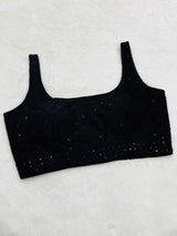 Black Cotton Lakhnavi Blouse