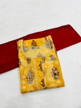 Marigold Chikankari work Kurti