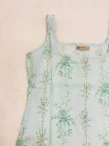 Blue Chanderi Straight Kurti