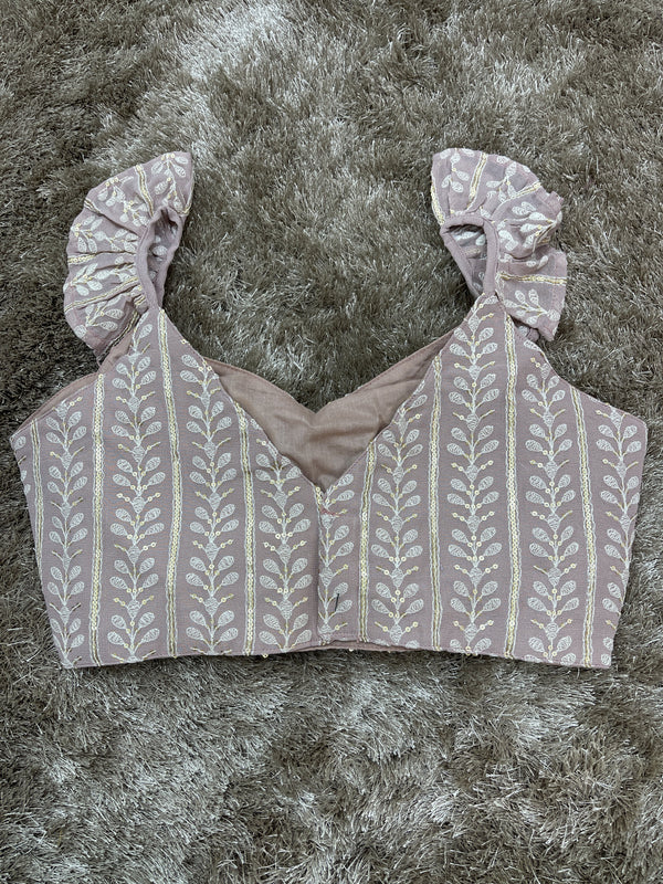 Dusty Rose Frill Sleeves Blouse