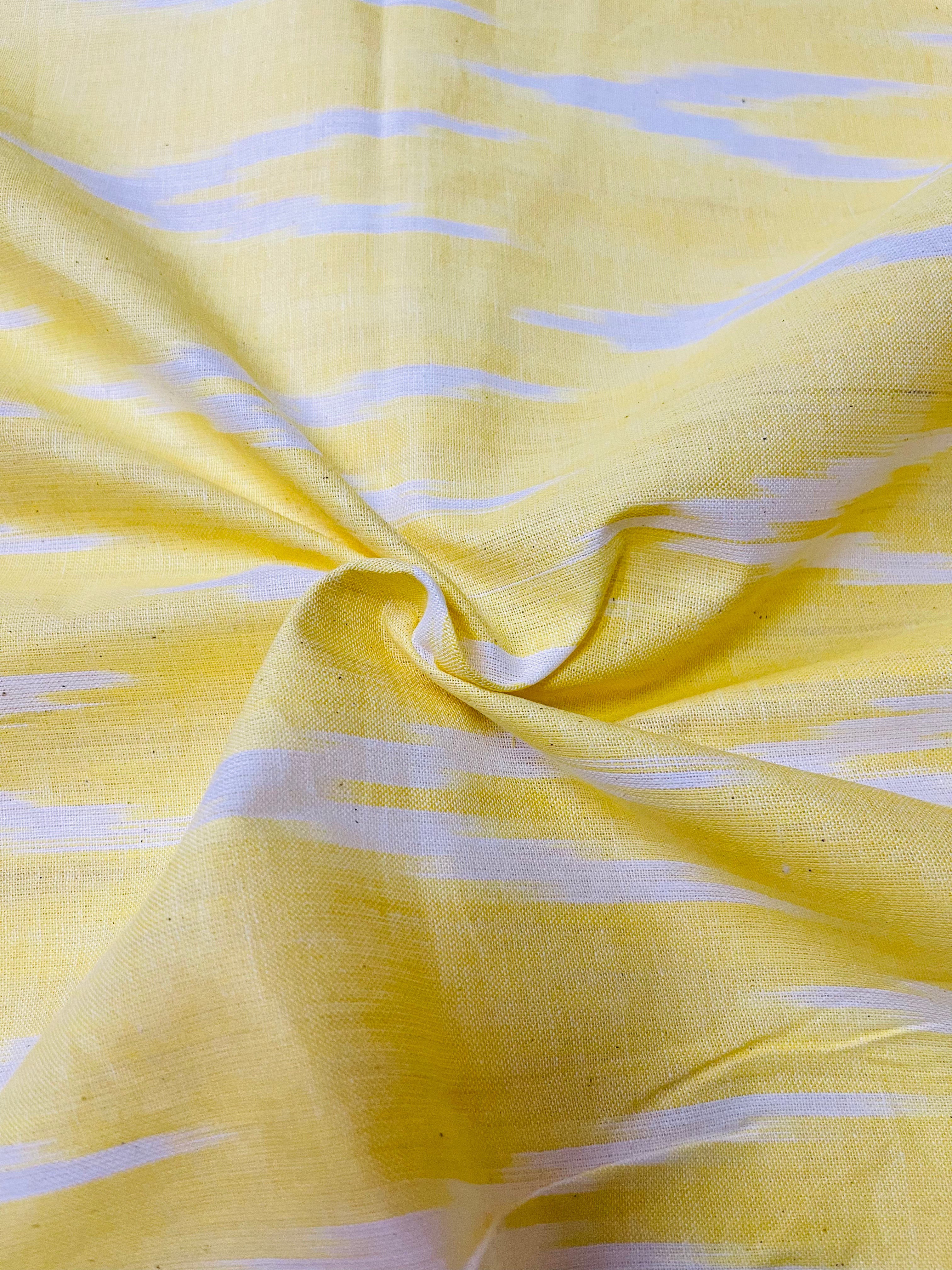 Lemon yellow ikkat blouse fabric