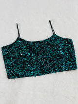 Green velvet sequin blouse