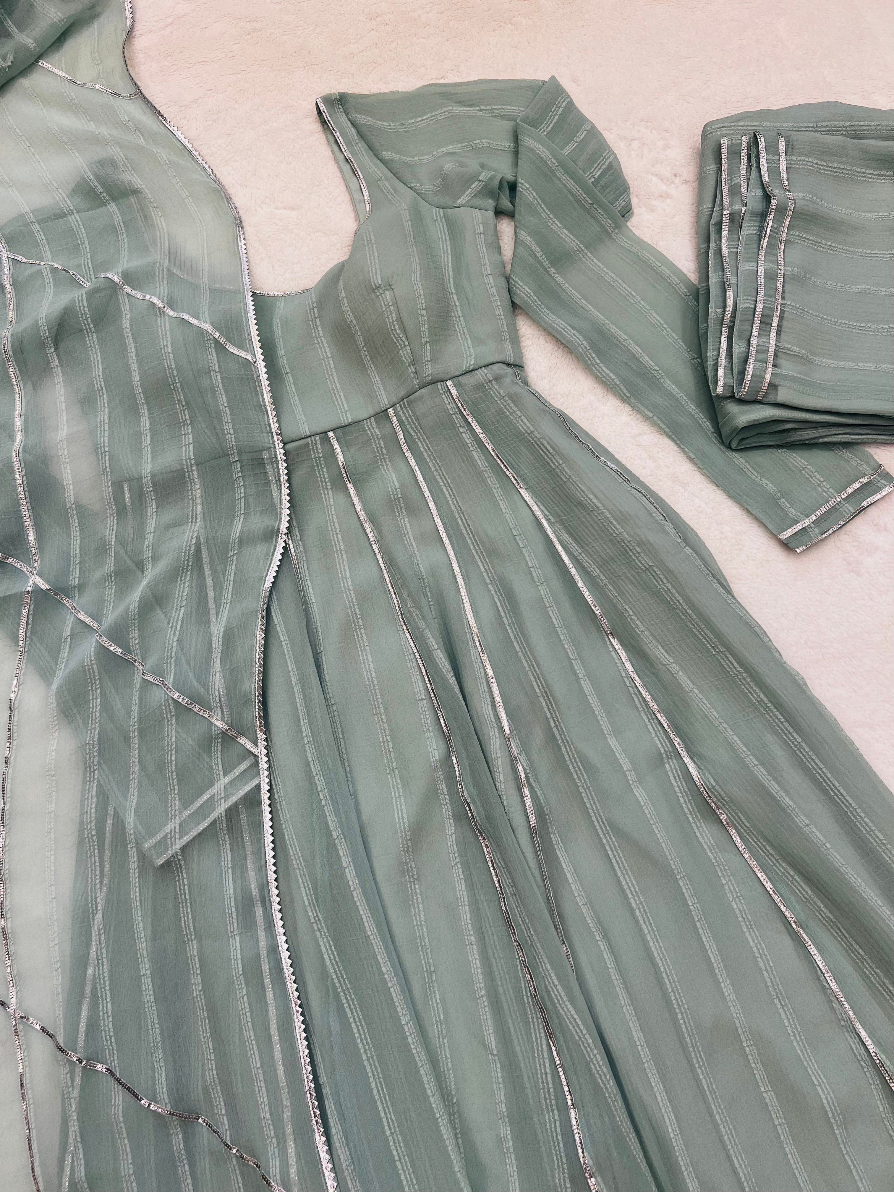 Powder Blue gotta work anarkali gown