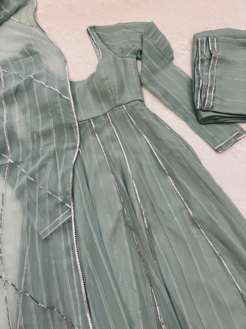 Powder Blue gotta work anarkali gown