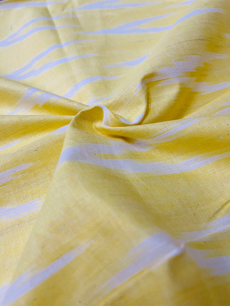 Lemon yellow ikkat blouse fabric