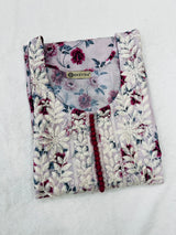 Rose pink chikankari straight kurti