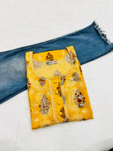 Marigold Chikankari work Kurti