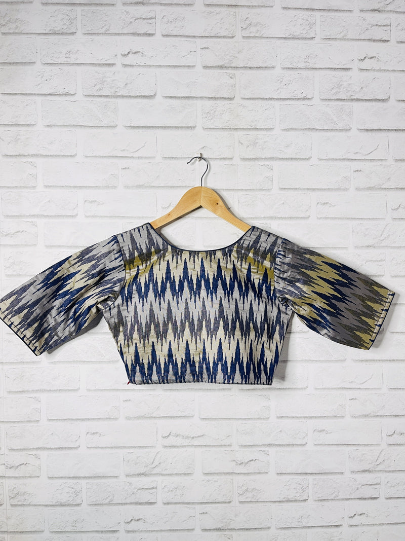 Silver Blue Cotton Ikat Blouse