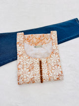 Peach chikankari straight kurti