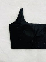 Black Cotton Lakhnavi Blouse