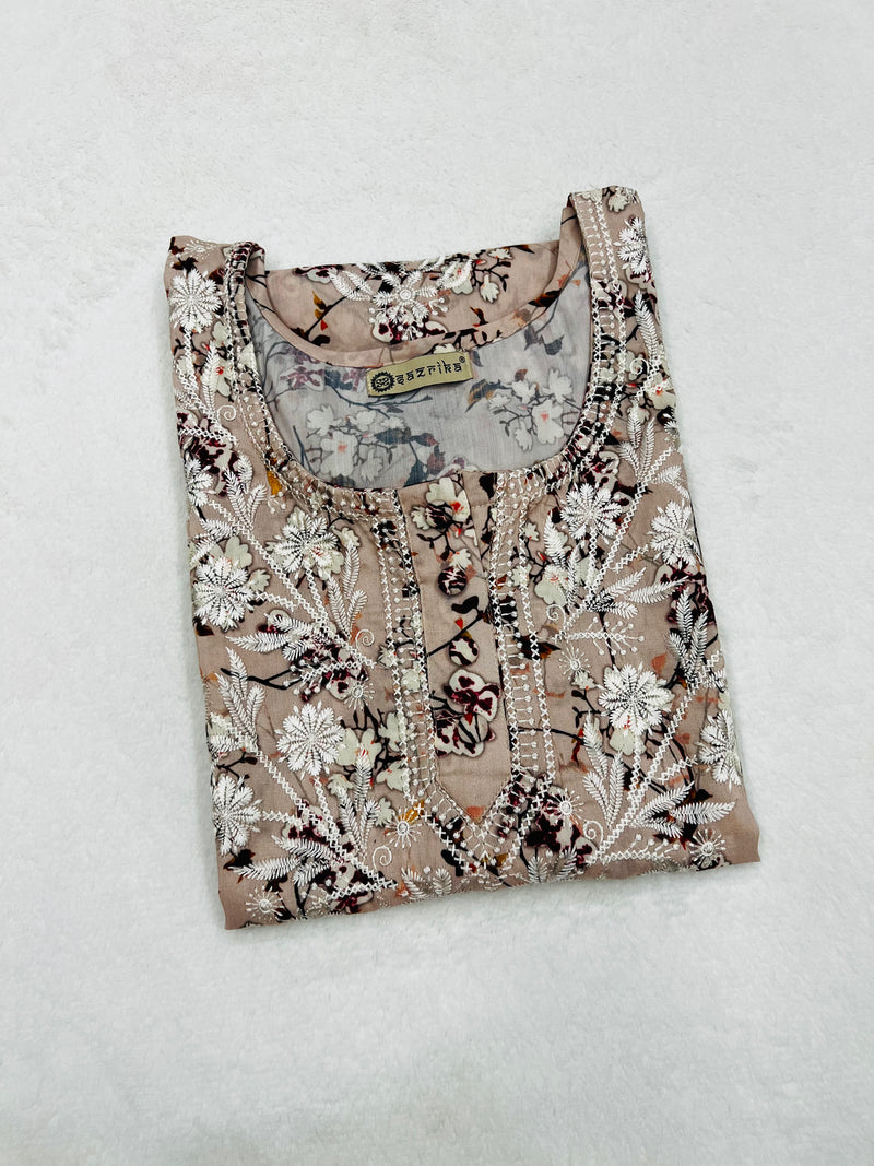 Peach Blossom Chikankari Work Kurti