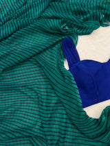 Turquoise Chiffon leheriya print saree
