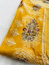 Marigold Chikankari work Kurti