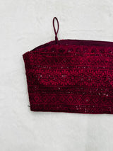 Dark Maroon Lkahnvai work Blouse