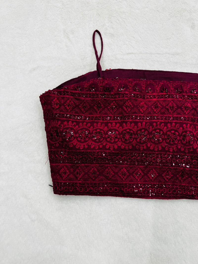 Dark Maroon Lkahnvai work Blouse