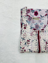 Rose pink chikankari straight kurti