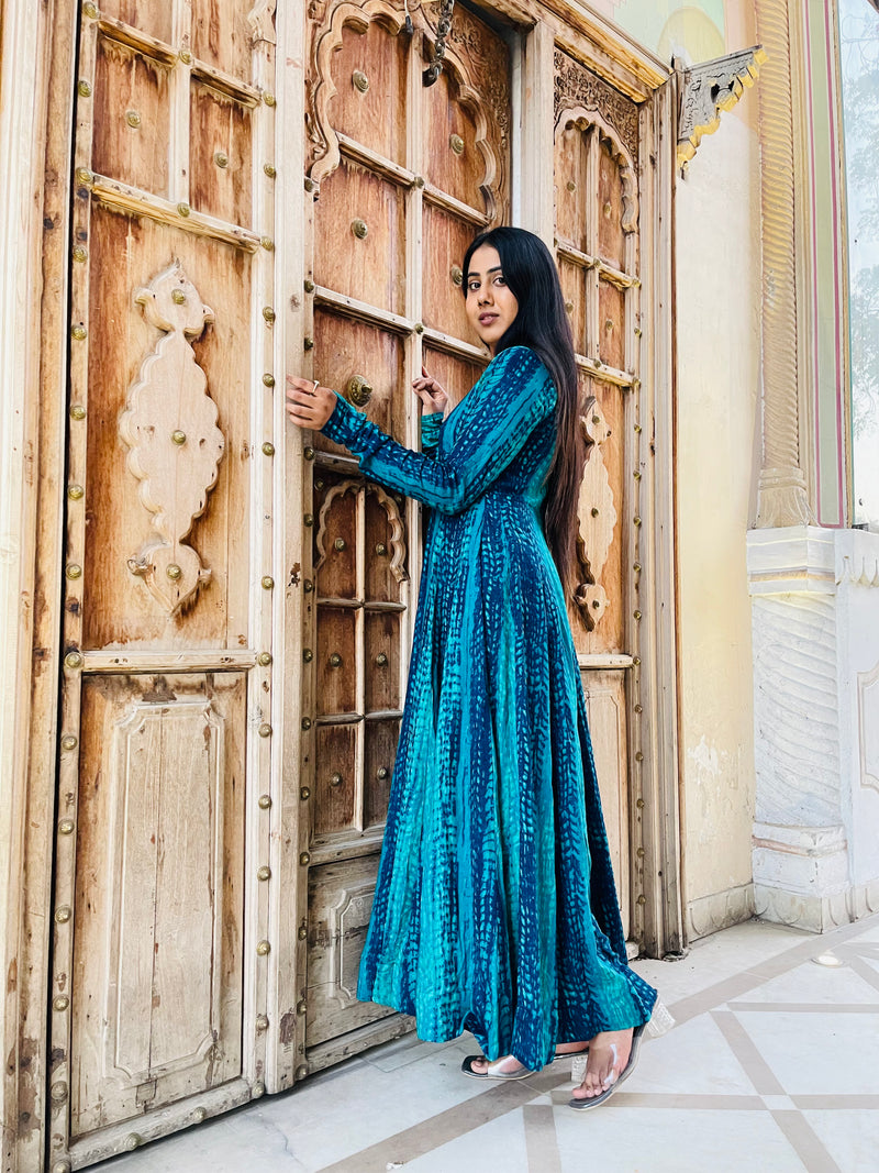 Rama green tie dye style gown
