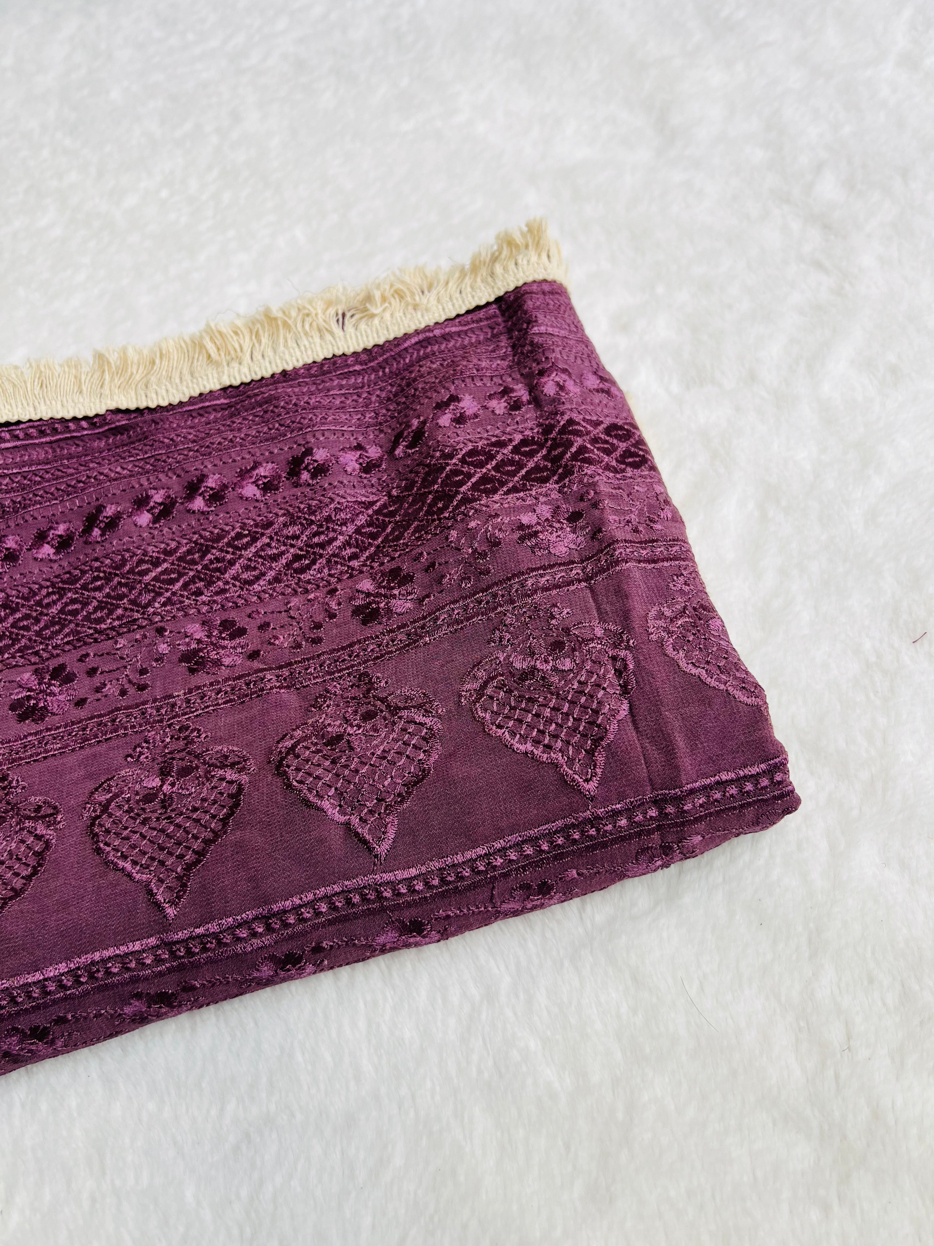 Purple machine embroidered duppatta