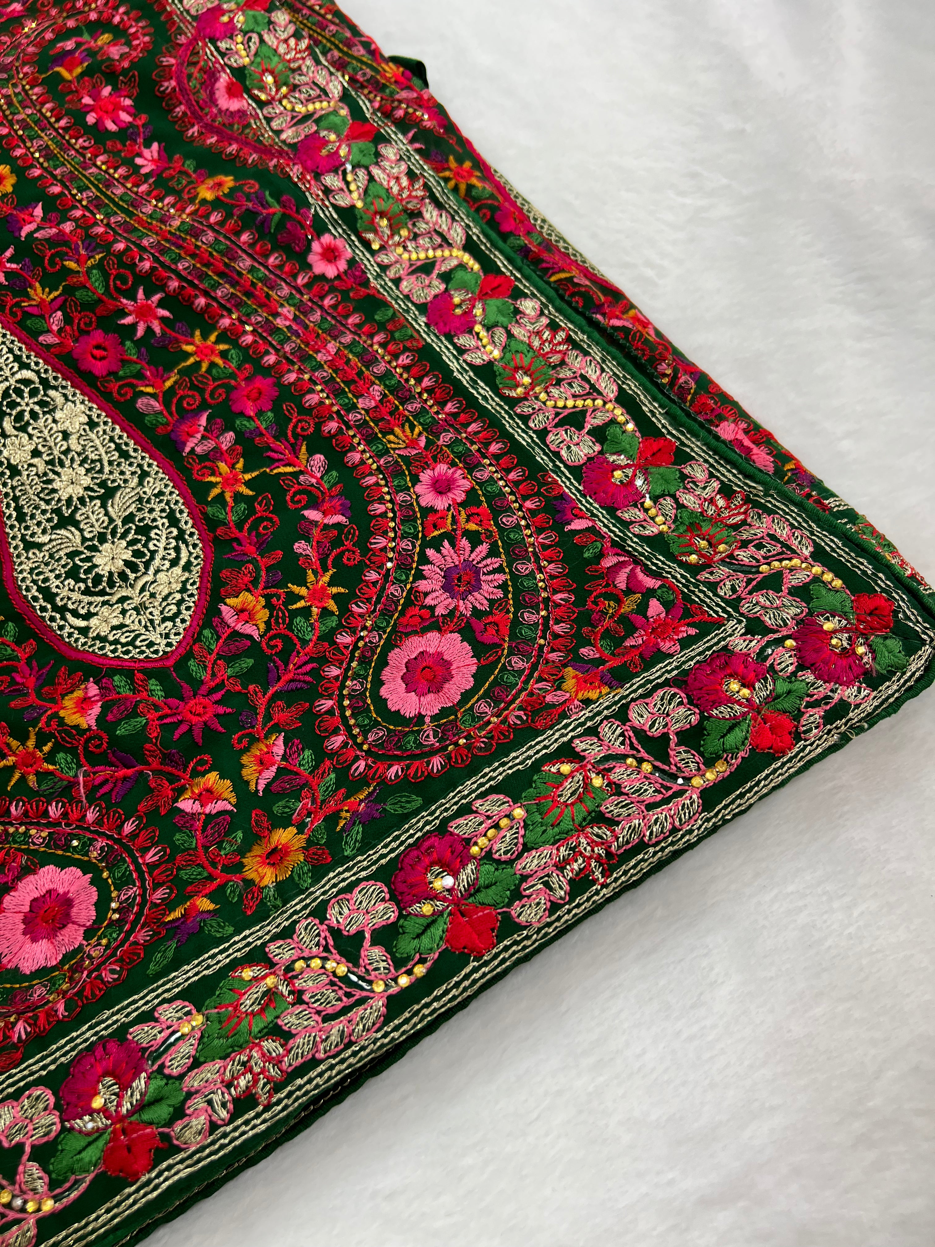 Green sabya style saree