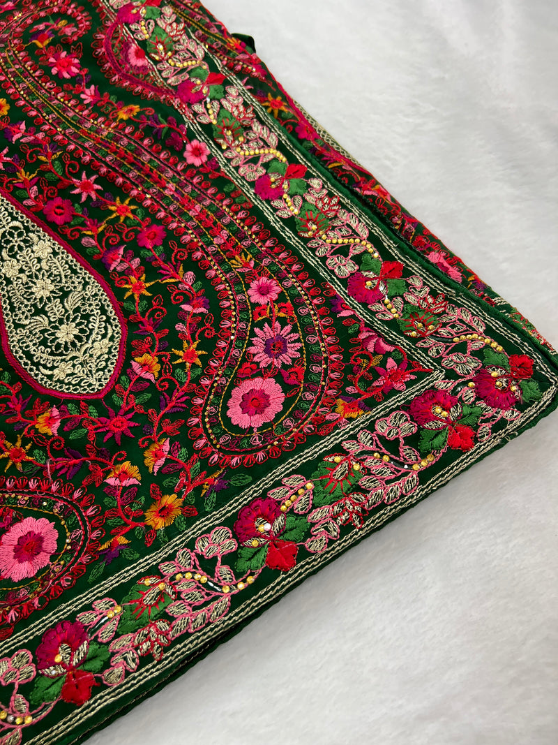 Green sabya style saree