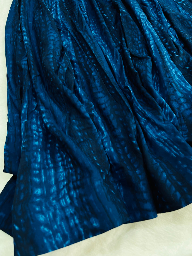 Navy blue tie dye style gown