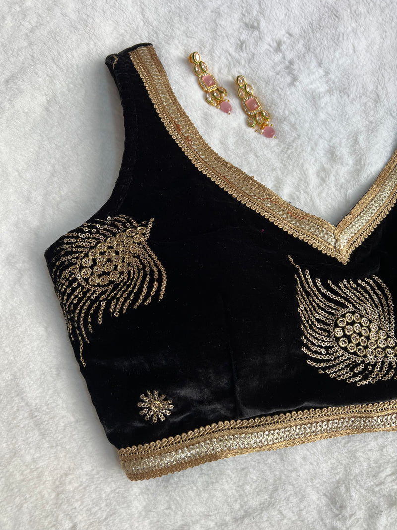 Black Embroidery Work Blouse