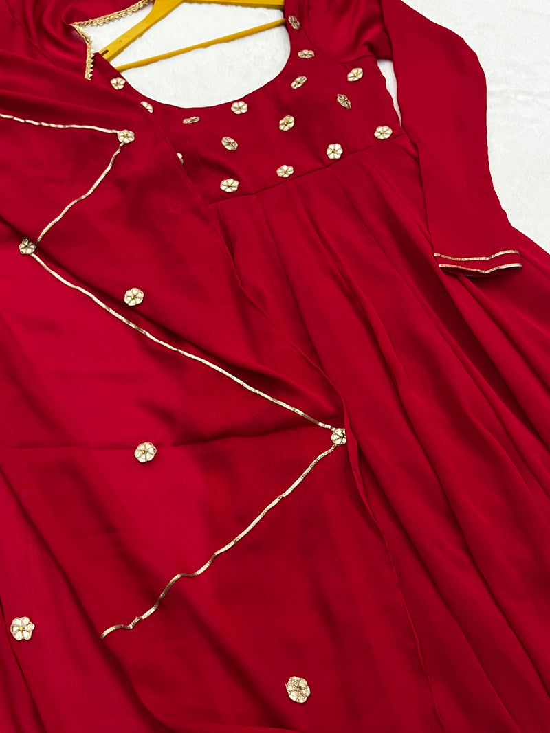 Dark Rani Pink gotta work anarkali gown