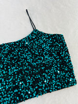 Green velvet sequin blouse