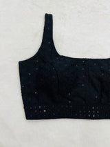 Black Cotton Lakhnavi Blouse