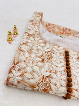 Peach chikankari straight kurti