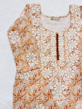 Peach chikankari straight kurti