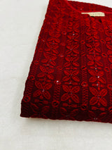 Maroon Cosmos Chikankari Kurti