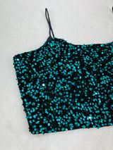 Green velvet sequin blouse