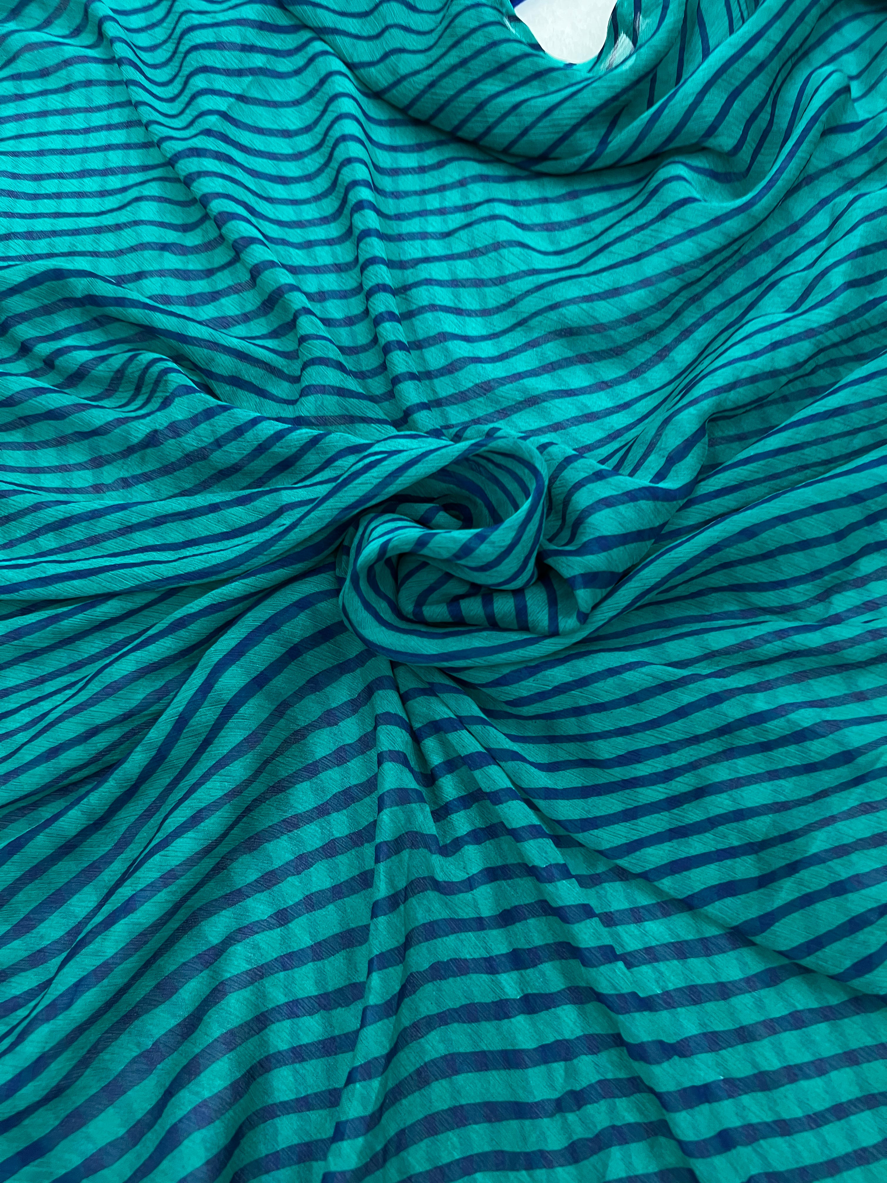 Turquoise Chiffon leheriya print saree