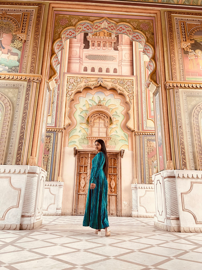 Rama green tie dye style gown