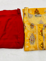 Marigold Chikankari work Kurti