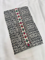 Black printed unstitched suit set